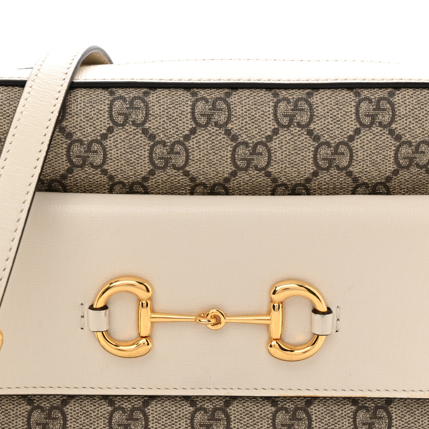 Gucci GG Supreme Monogram Small Horsebit 1955 Shoulder Bag Beige Mystic White 8 of 10