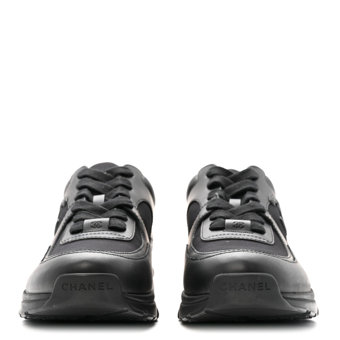 Lambskin Fabric CC Uniform Sneakers 40 Black
