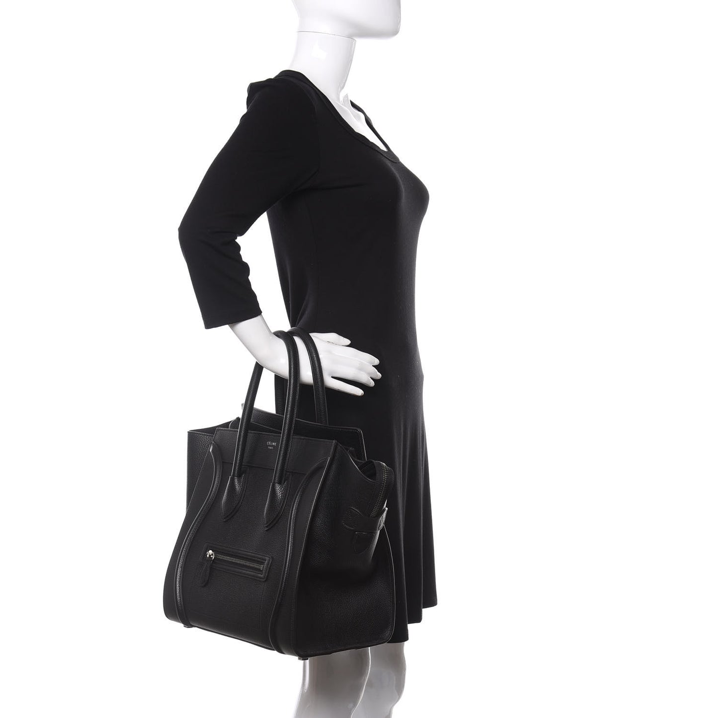 Drummed Calfskin Mini Luggage Black