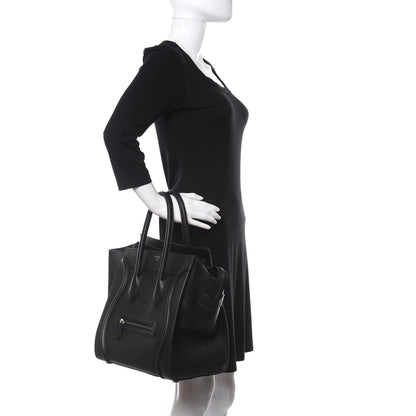 Celine Drummed Calfskin Mini Luggage Black 2 of 10