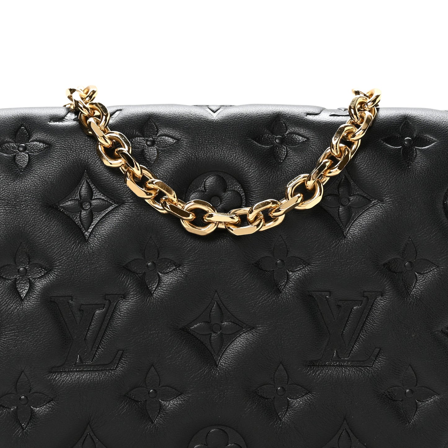 Lambskin Embossed Monogram Pochette Coussin Black