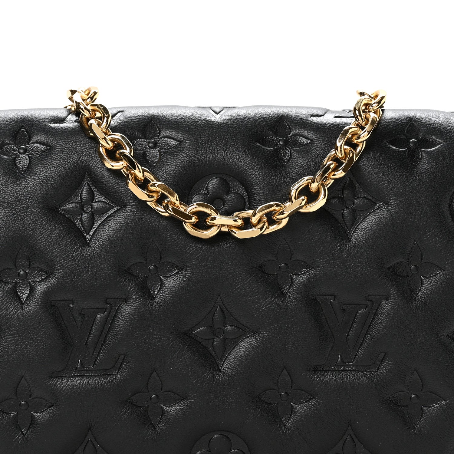 Louis Vuitton Lambskin Embossed Monogram Pochette Coussin Black 7 of 10