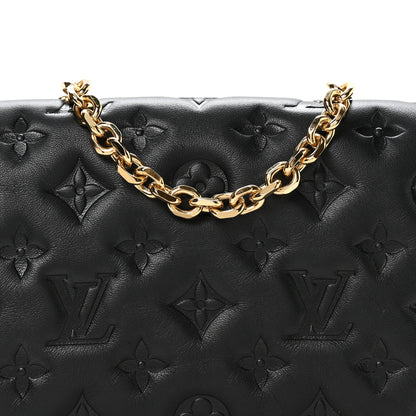 Louis Vuitton Lambskin Embossed Monogram Pochette Coussin Black 7 of 10