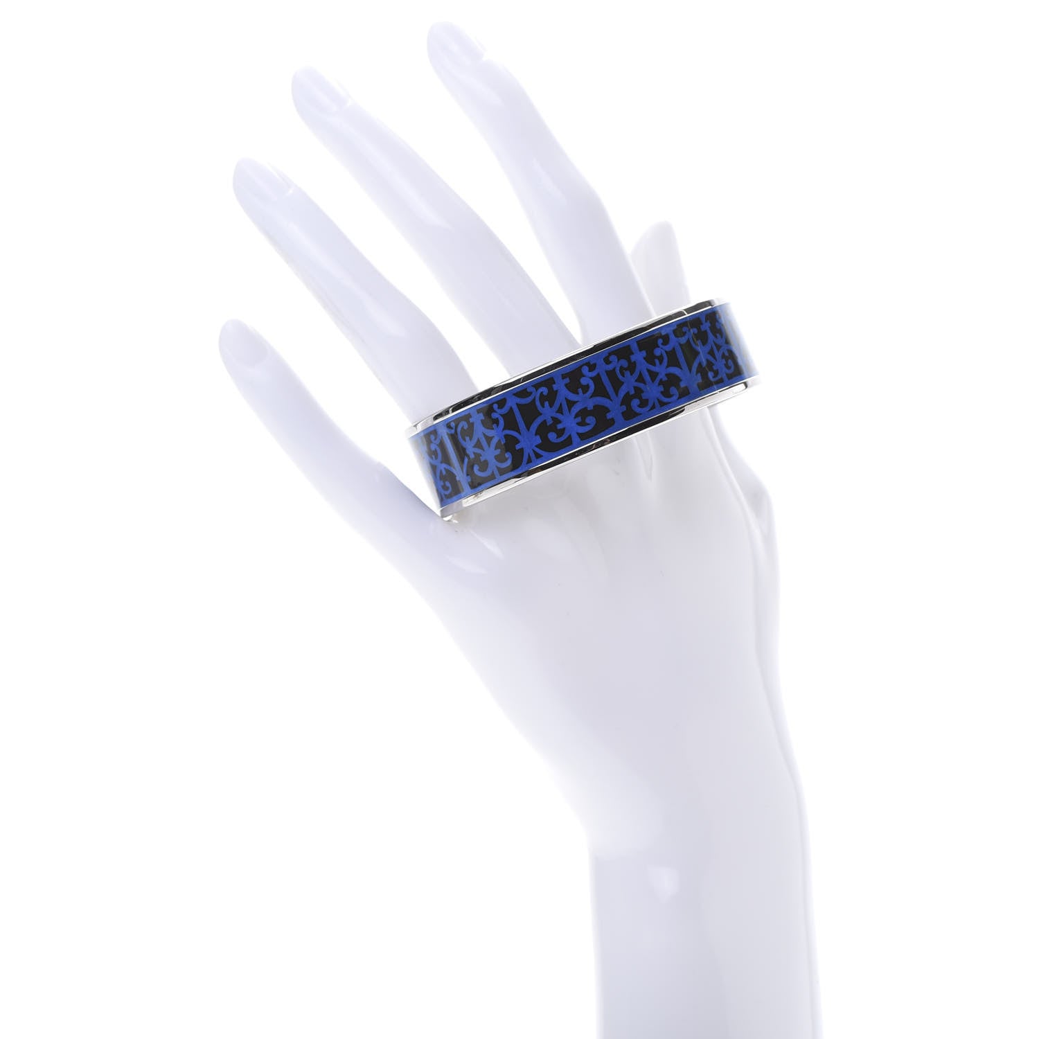 Hermes Enamel Printed Wide Balcons du Guadalquivir Bracelet 65 Blue 2 of 6
