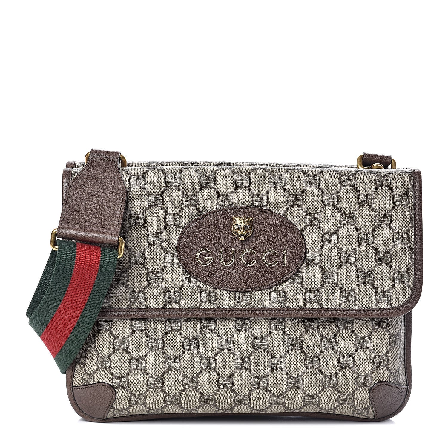 Gucci GG Supreme Monogram Web Neo Vintage Double Flap Messenger Bag Beige New Acero 1 of 12