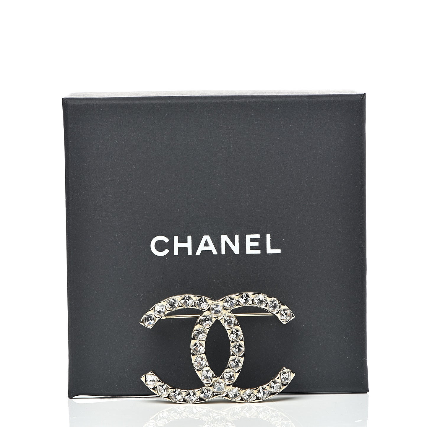 Baguette Crystal CC Brooch Light Gold
