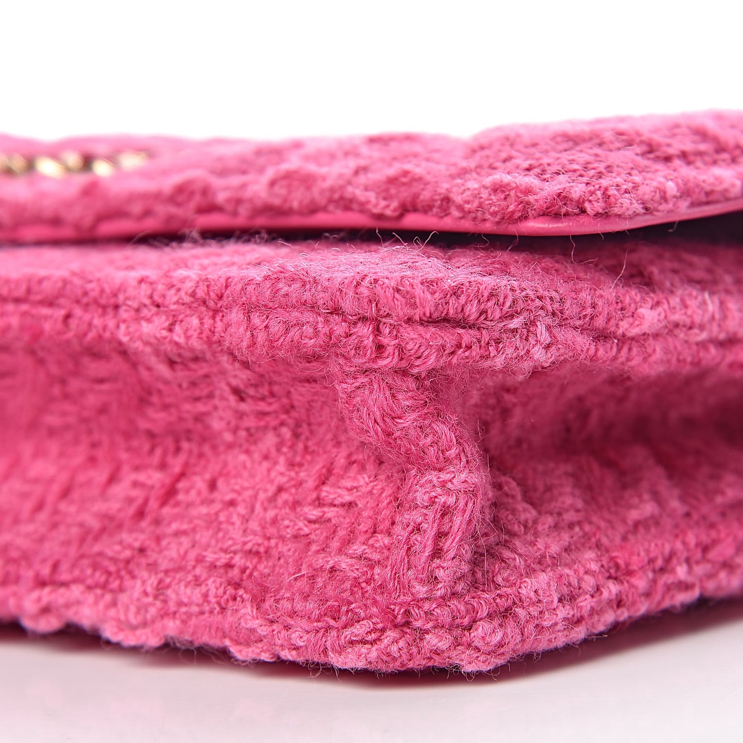 Wool Tweed Lambskin Quilted 19 Wallet On Chain WOC and Coin Purse Fuchsia