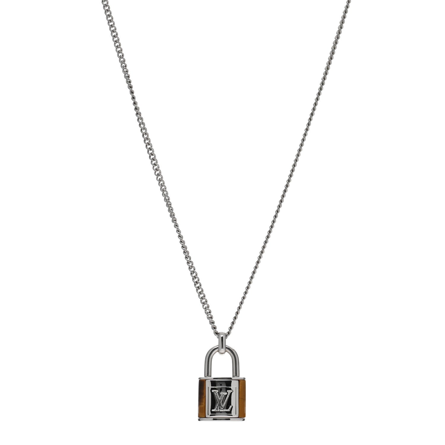 Louis Vuitton LV Stone Lockit Pendant Necklace Silver 1 of 3