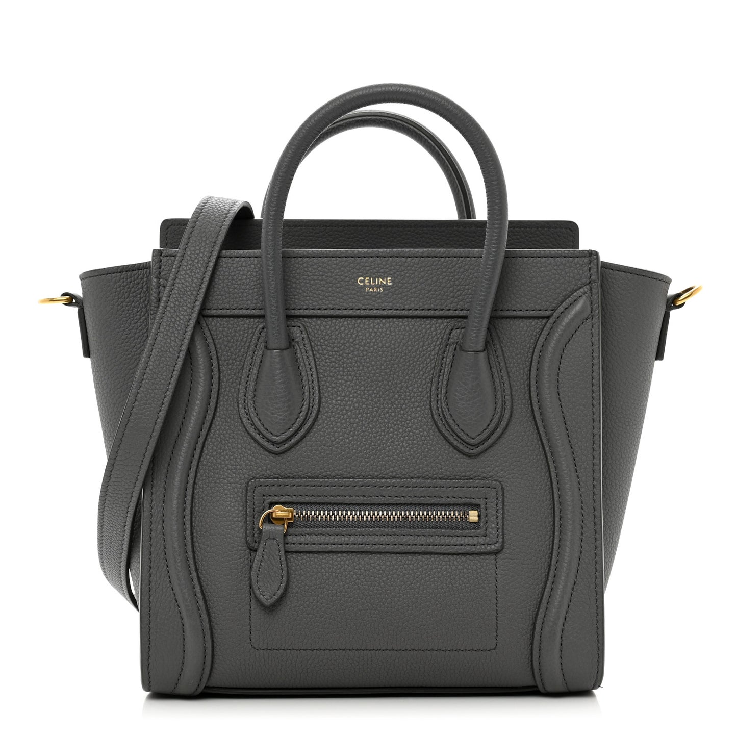 Drummed Calfskin Nano Luggage Kohl