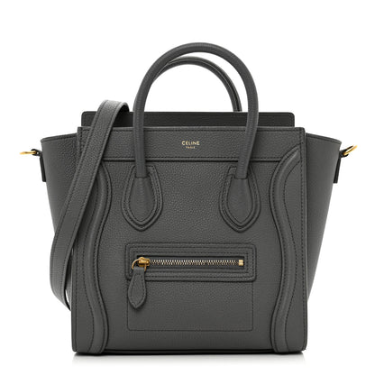 Celine Drummed Calfskin Nano Luggage Kohl 1 of 10