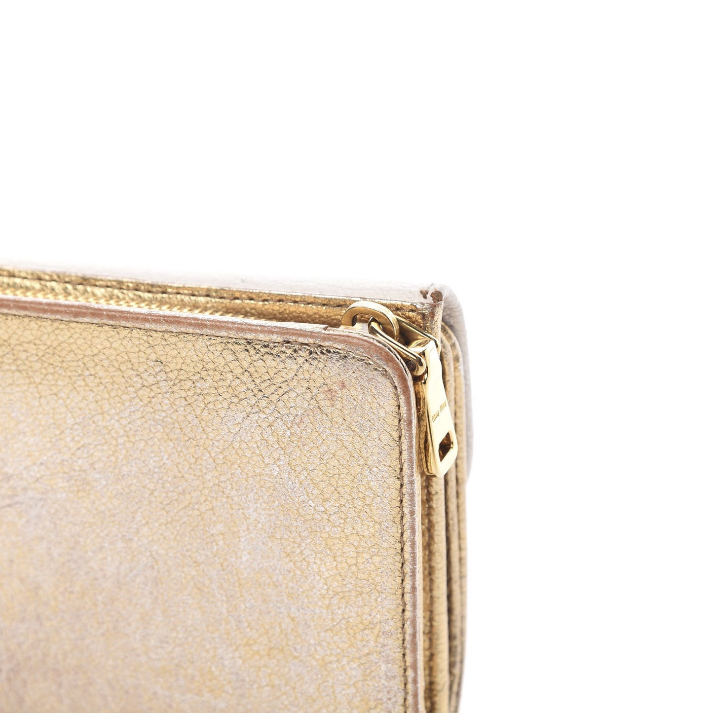 Metallic Goatskin Madras Bi-Color Tri-Fold Flap Wallet White Pyrite