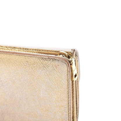 Miu Miu Metallic Goatskin Madras Bi-Color Tri-Fold Flap Wallet White Pyrite 13 of 16