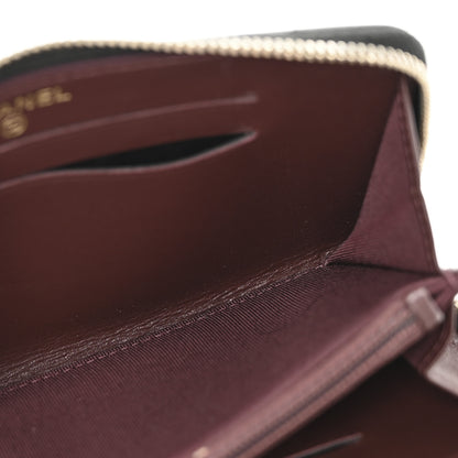 Chanel Caviar Chevron Quilted Medium Zip Around Wallet Black 5 of 13