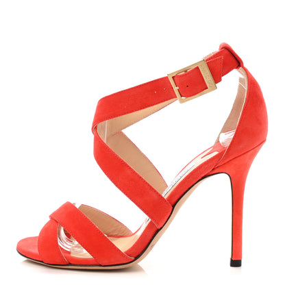 Jimmy Choo Suede Lottie Sandals 35 Fire 1 of 7