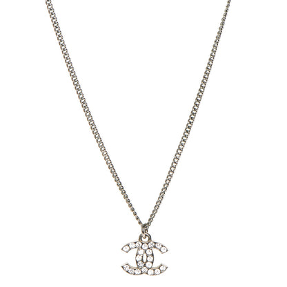 Chanel Crystal Timeless CC Necklace Silver 1 of 4