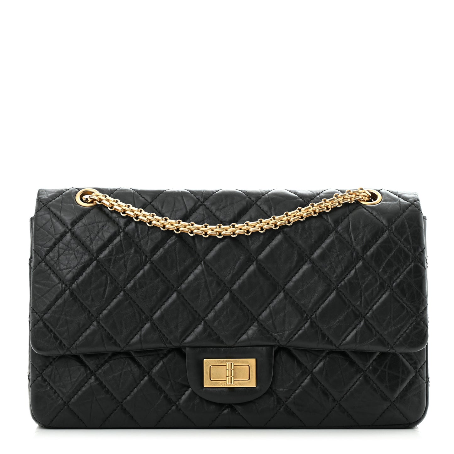 Aged Calfskin Quilted 2.55 Reissue 227 Flap Black