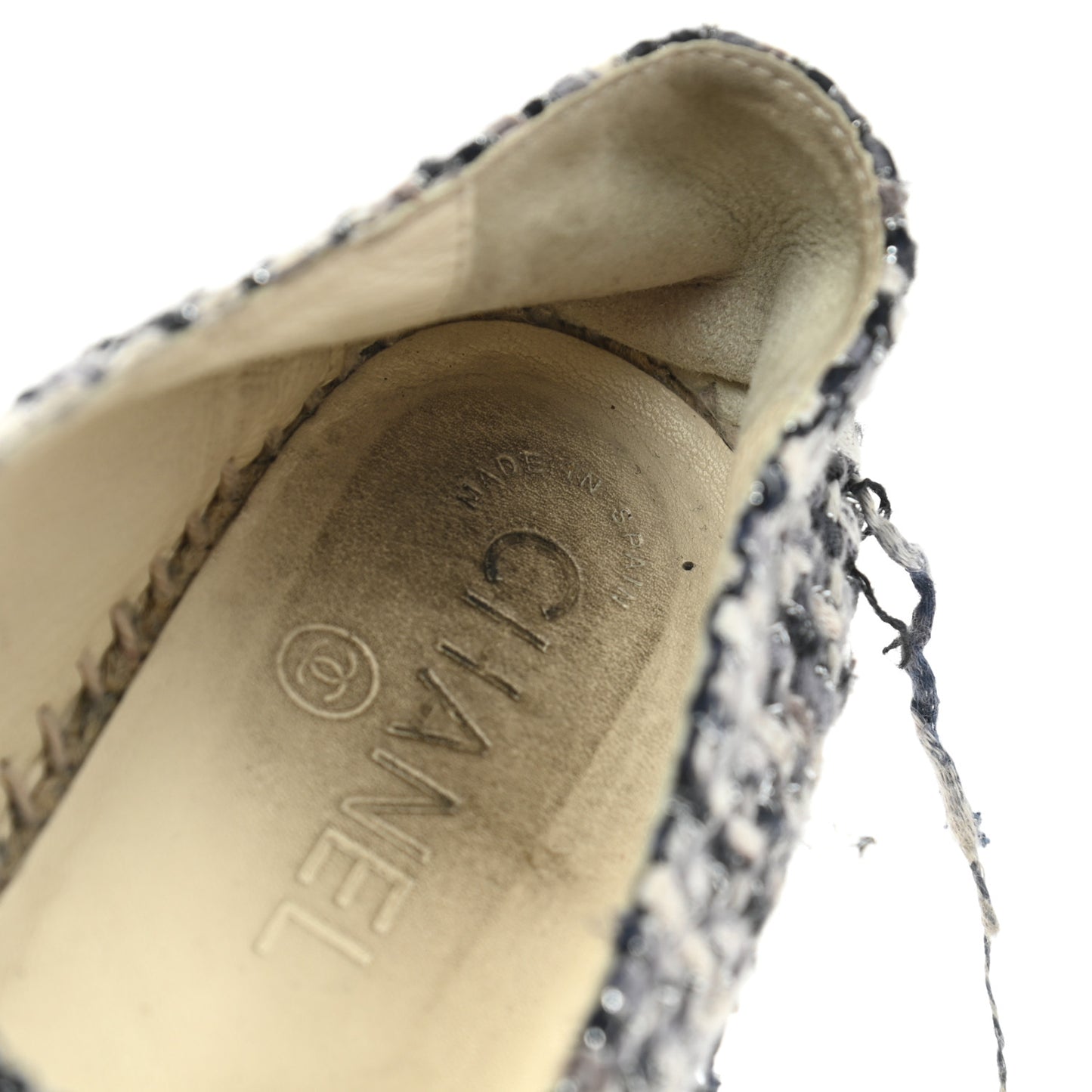 Metallic Tweed Lambskin CC Espadrilles 39 Blue Black Silver