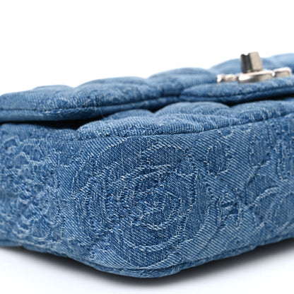 Chanel Denim Quilted Camellia Sweetheart Mini Flap Blue 9 of 10