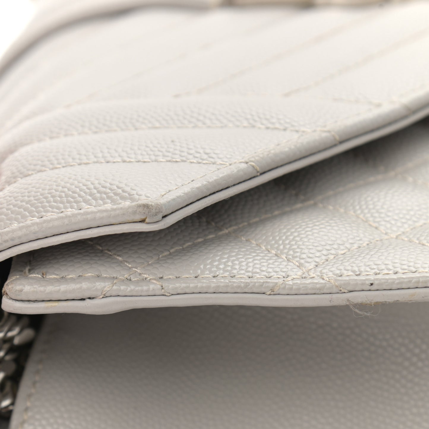 Grain De Poudre Textured Mixed Matelasse Medium Triquilt Monogram Satchel Granite