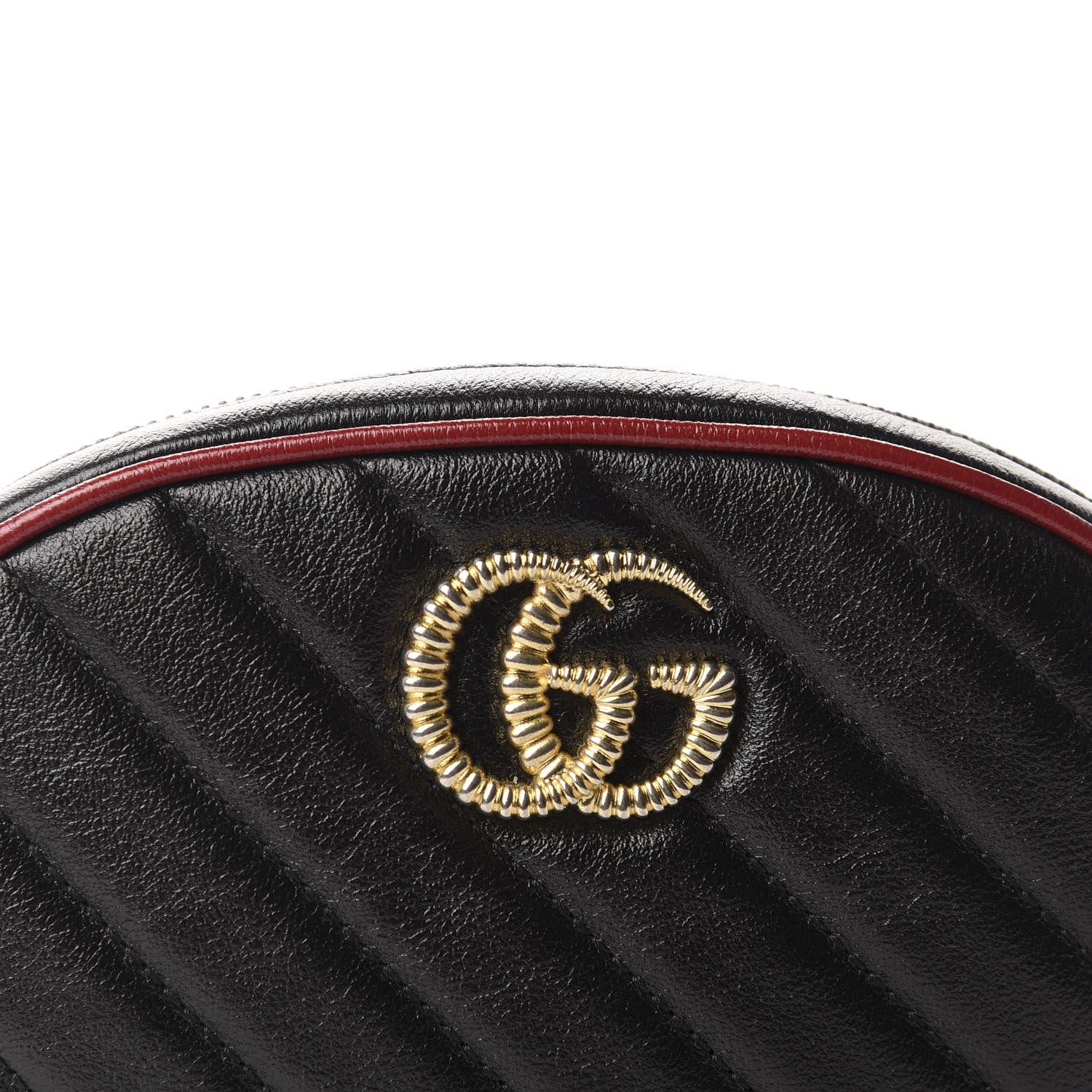Gucci Azalea Calfskin Matelasse Diagonal Torchon GG Marmont Belt Bag 75 30 Black Romantic Cerise 11 of 12