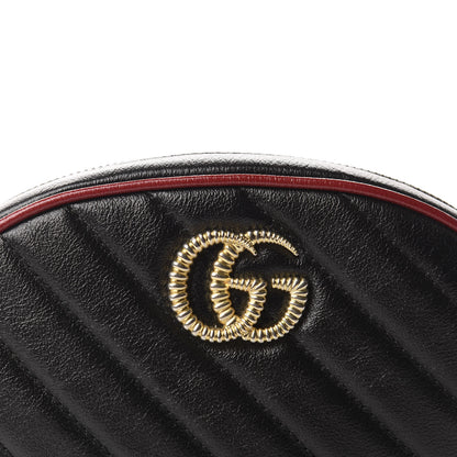 Gucci Azalea Calfskin Matelasse Diagonal Torchon GG Marmont Belt Bag 75 30 Black Romantic Cerise 11 of 12