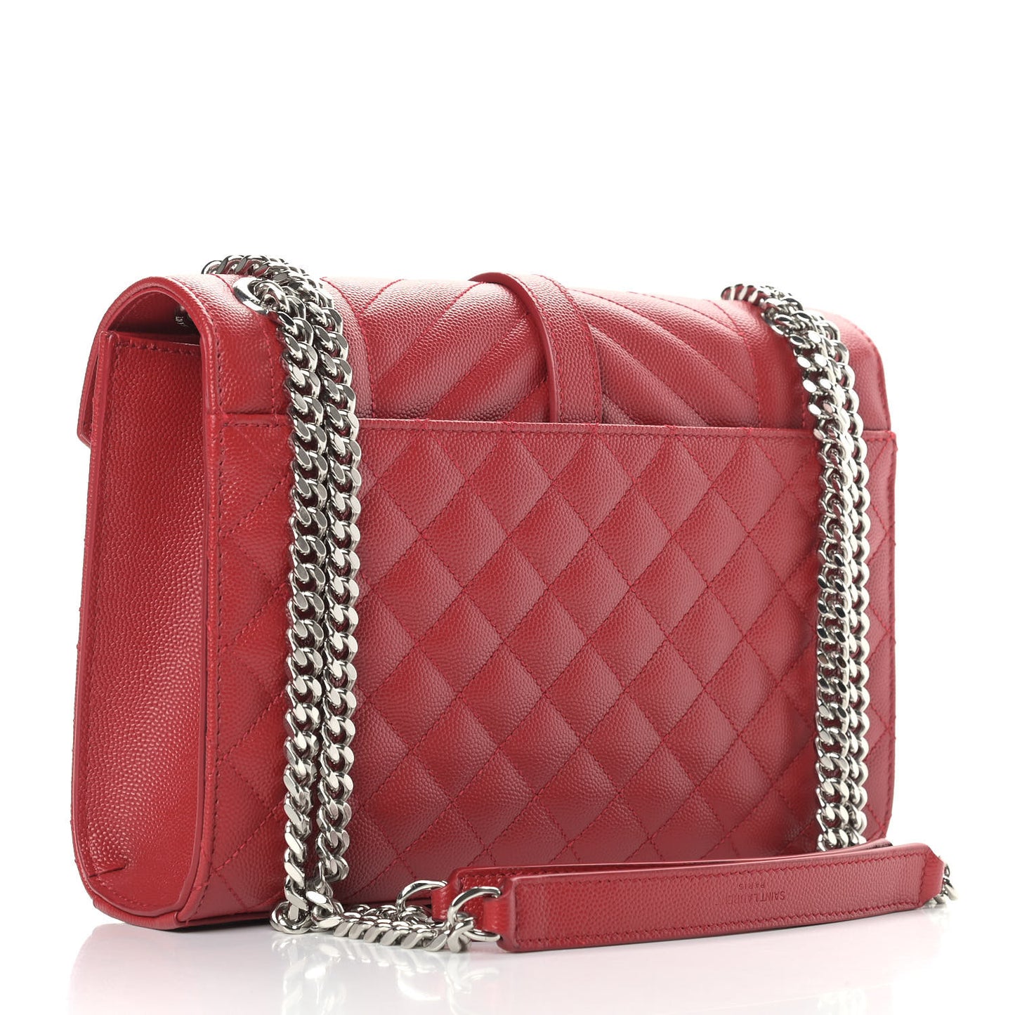 Grain De Poudre Textured Mixed Matelasse Triquilt Medium Monogram Satchel Rouge Eros