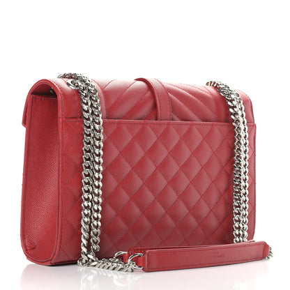 Saint Laurent Grain De Poudre Textured Mixed Matelasse Triquilt Medium Monogram Satchel Rouge Eros 2 of 8