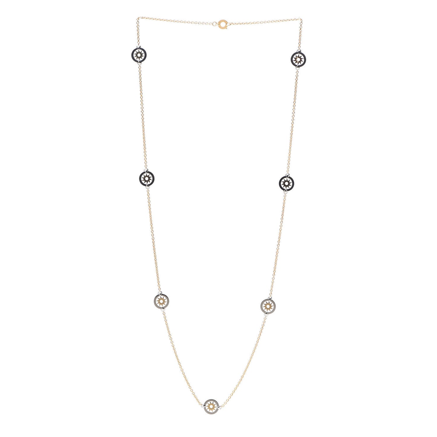 18K Yellow Gold Stainless Steel Tondo Sun Sautoir Necklace