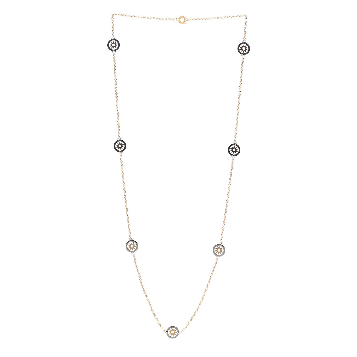 Bulgari 18K Yellow Gold Stainless Steel Tondo Sun Sautoir Necklace 3 of 4