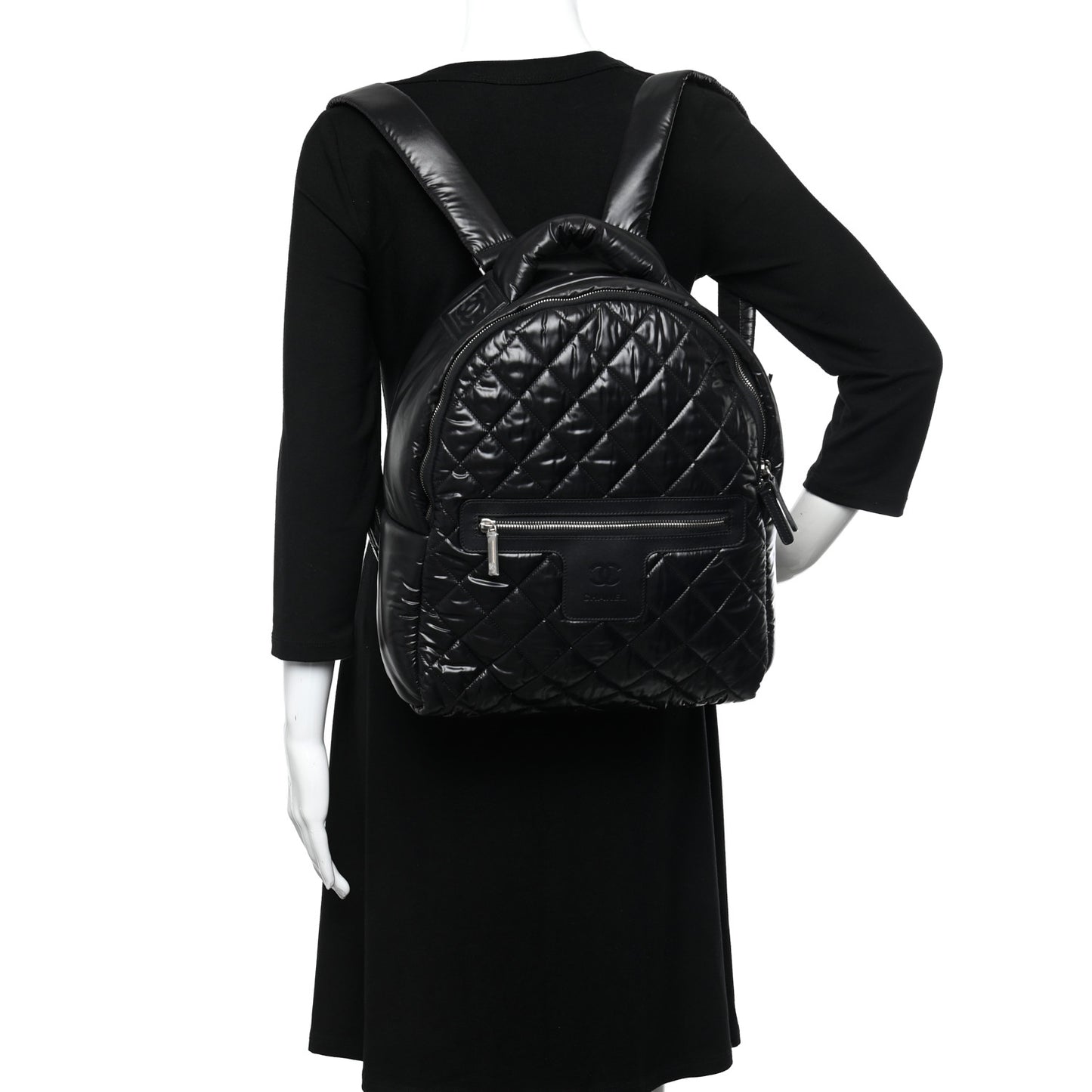 Nylon Quilted Coco Cocoon Backpack Black