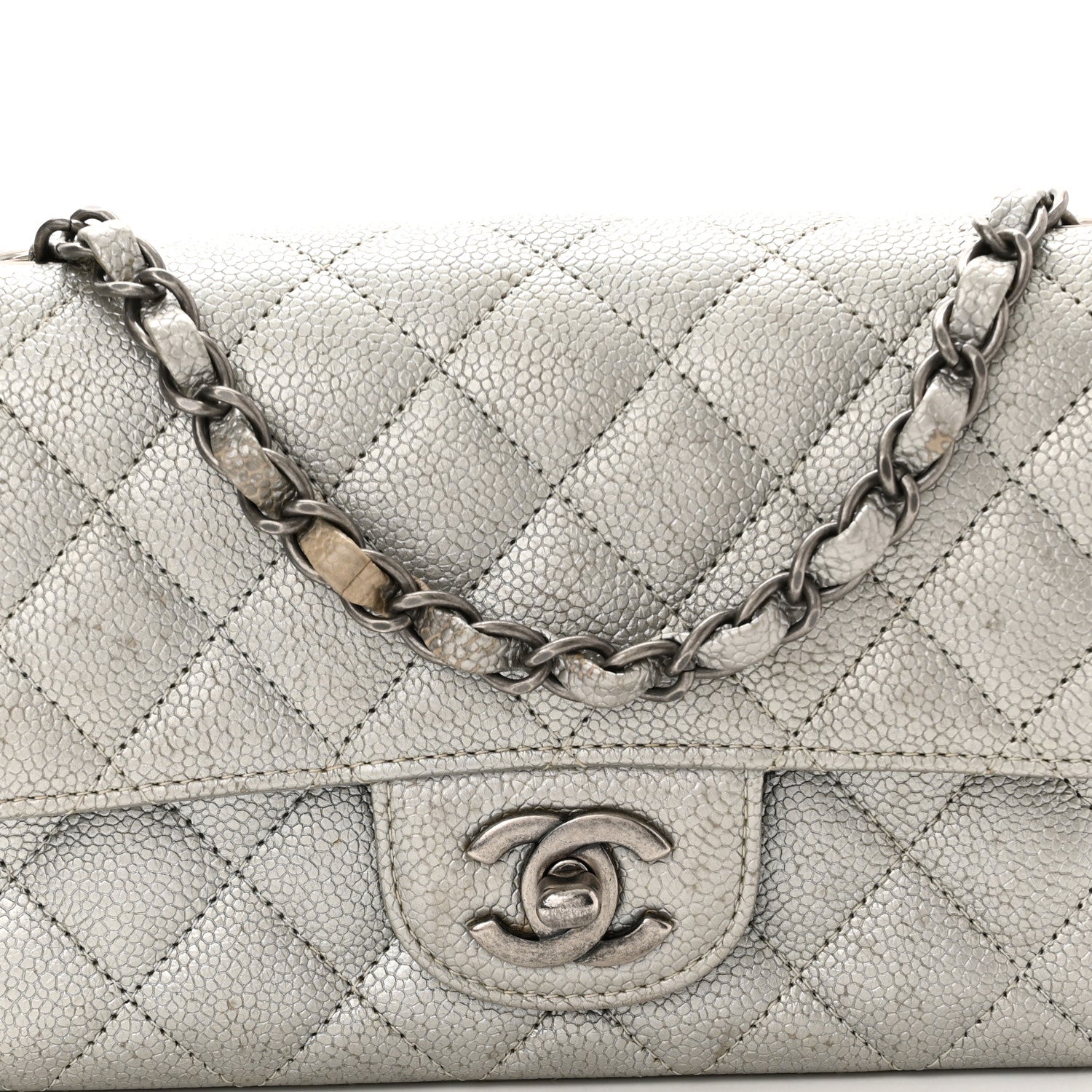 Chanel Metallic Caviar Quilted Mini Rectangular Flap Silver 8 of 12