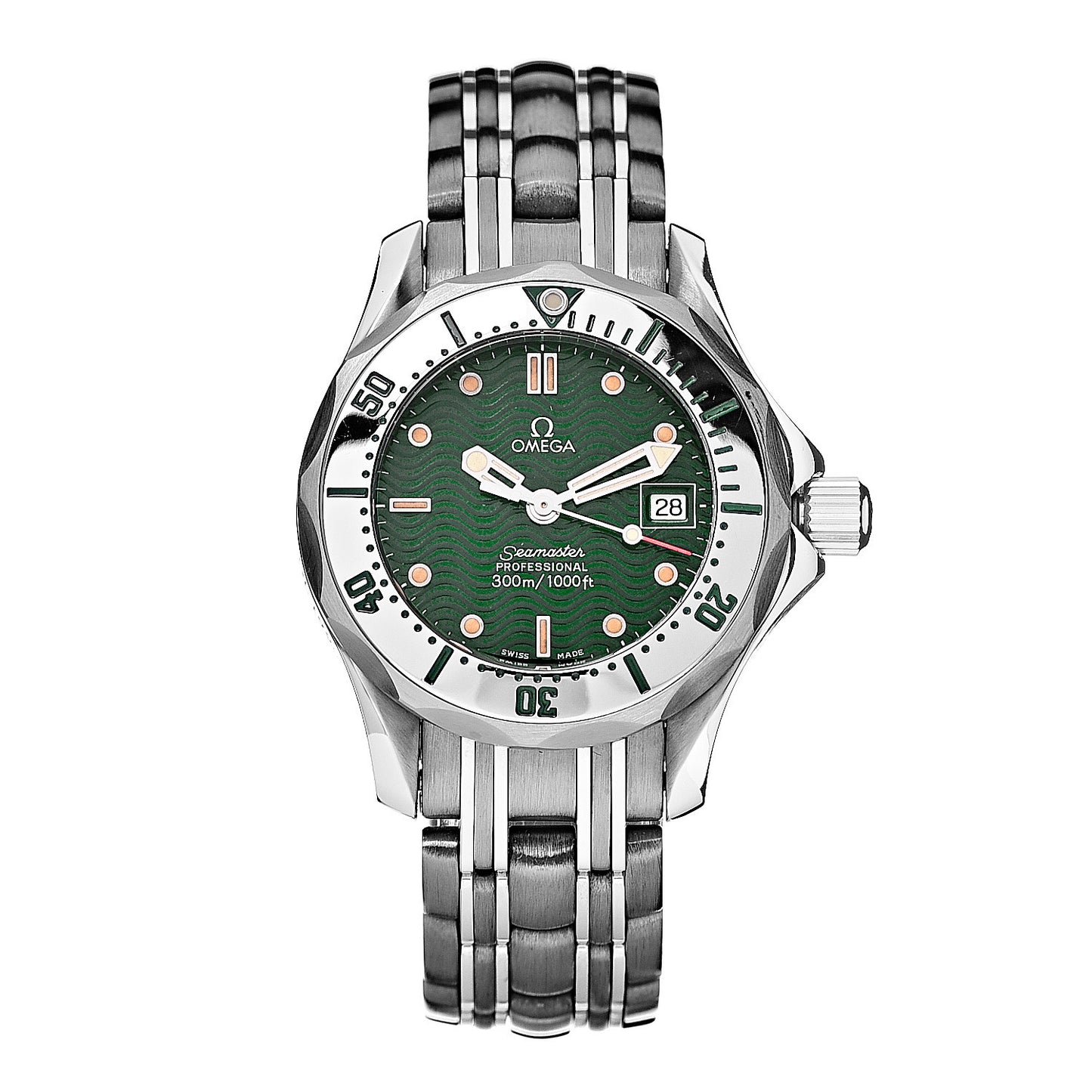 Stainless Steel 36mm Seamaster Jacques Mayol Quartz Watch Green 2553.41