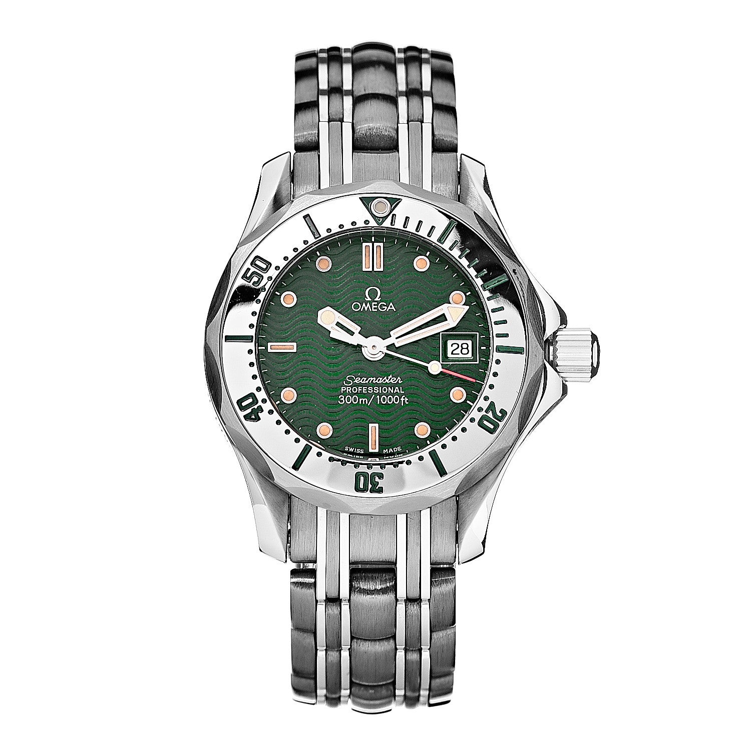 Omega Stainless Steel 36mm Seamaster Jacques Mayol Quartz Watch Green 2553.41 1 of 6