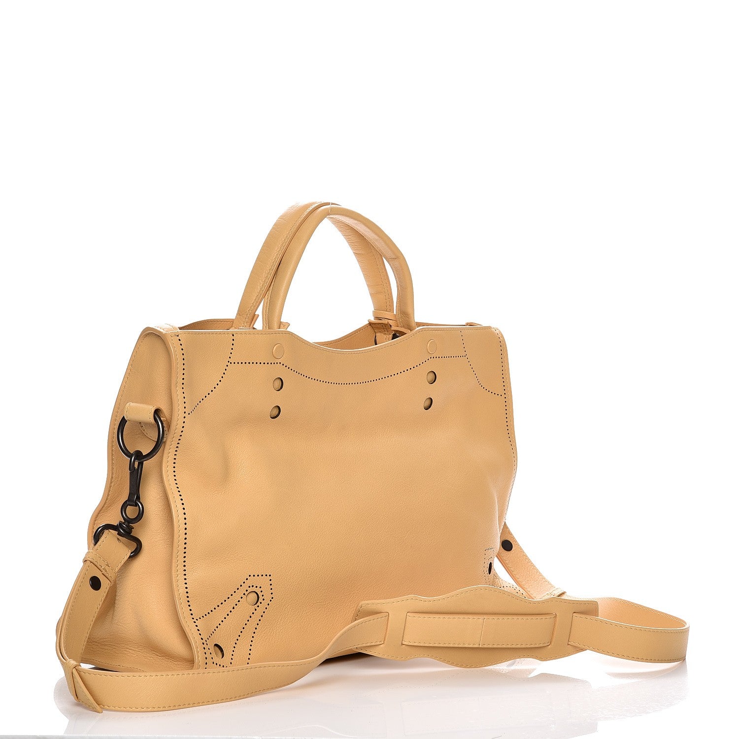 Balenciaga Calfskin Blackout Hardware Perforated City Beige Ocre 4 of 9
