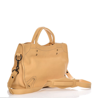 Balenciaga Calfskin Blackout Hardware Perforated City Beige Ocre 4 of 9