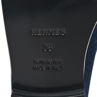Hermes Denim Canvas Calfskin Womens Destin Loafer 36 Bleu Brut Gold 7 of 9