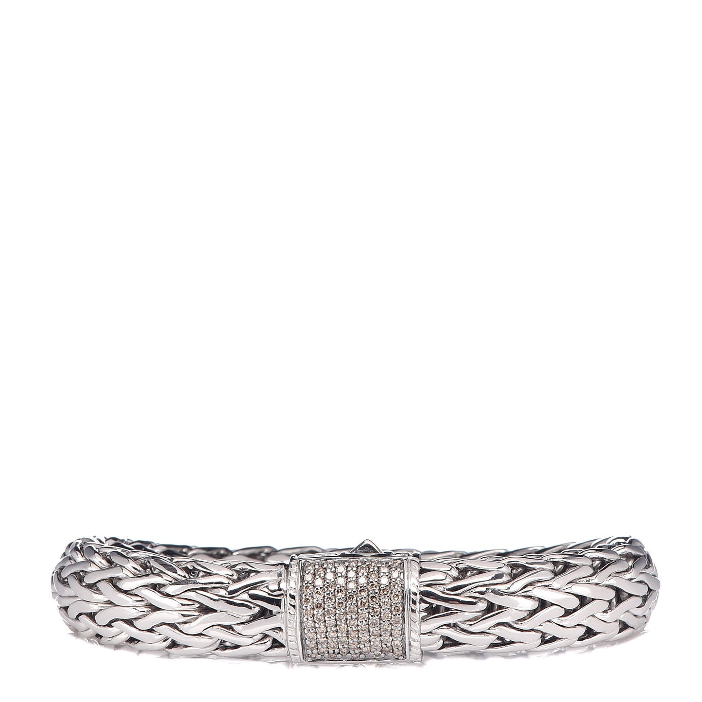 Sterling Silver Champagne Diamond 10.5mm Classic Chain Bracelet