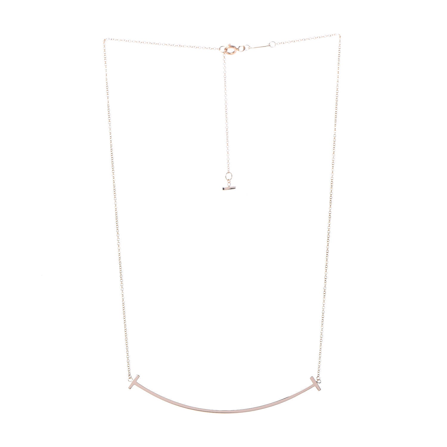 Tiffany 18K Yellow Gold Large T Smile Pendant Necklace 3 of 5