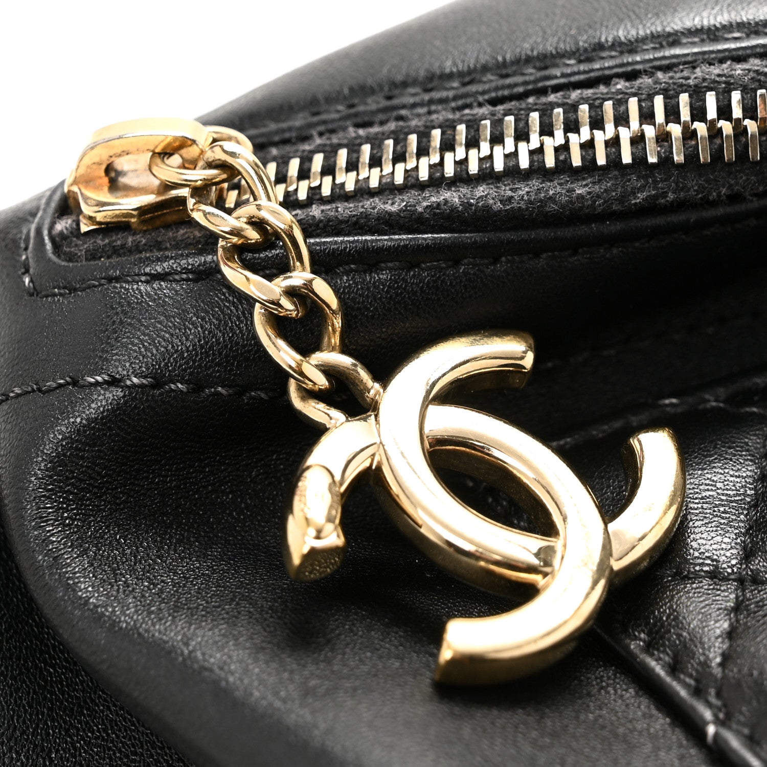 Chanel Lambskin Quilted Waist Bag Fanny Pack Black 12 of 14