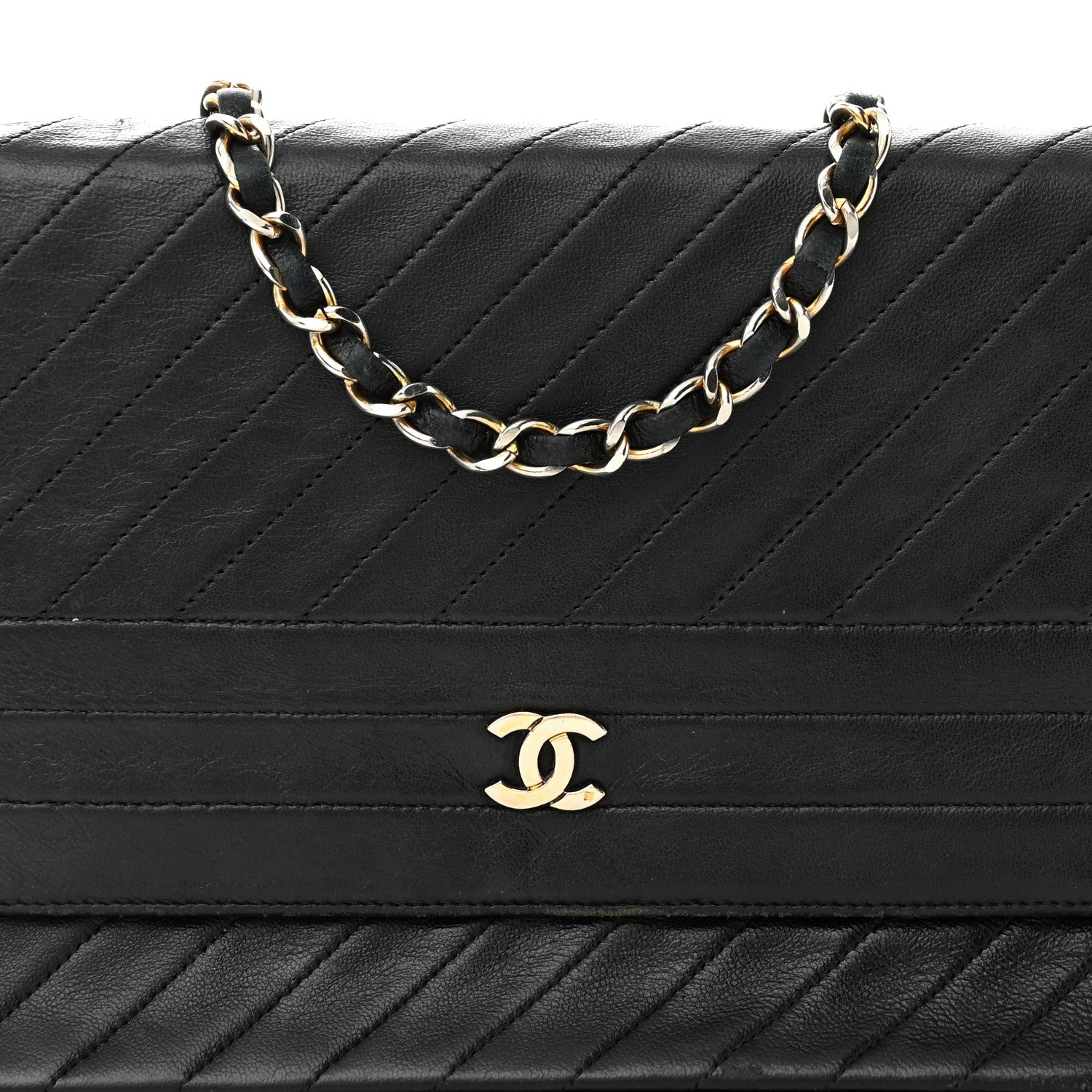 Chanel Lambskin Diagonal Quilted Small Single Flap Black 8 of 10