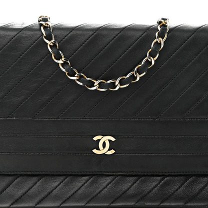 Chanel Lambskin Diagonal Quilted Small Single Flap Black 8 of 10