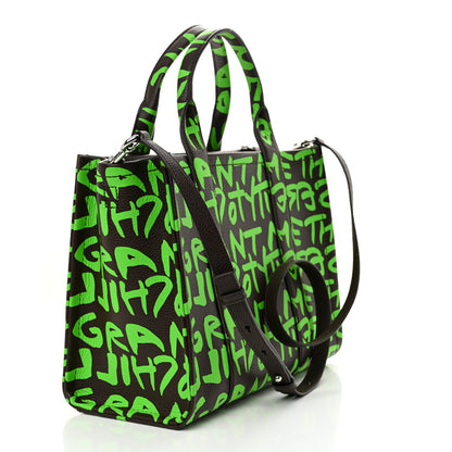 Marc Jacobs X STEPHEN SPROUSE Grained Calfskin Medium The Tote Bag Green 3 of 10
