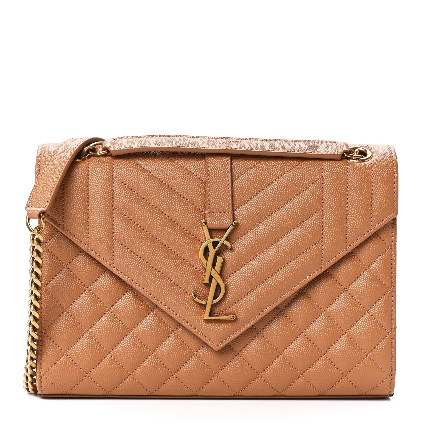 Grain De Poudre Mixed Matelasse Triquilt Monogram Chain Wallet Dune