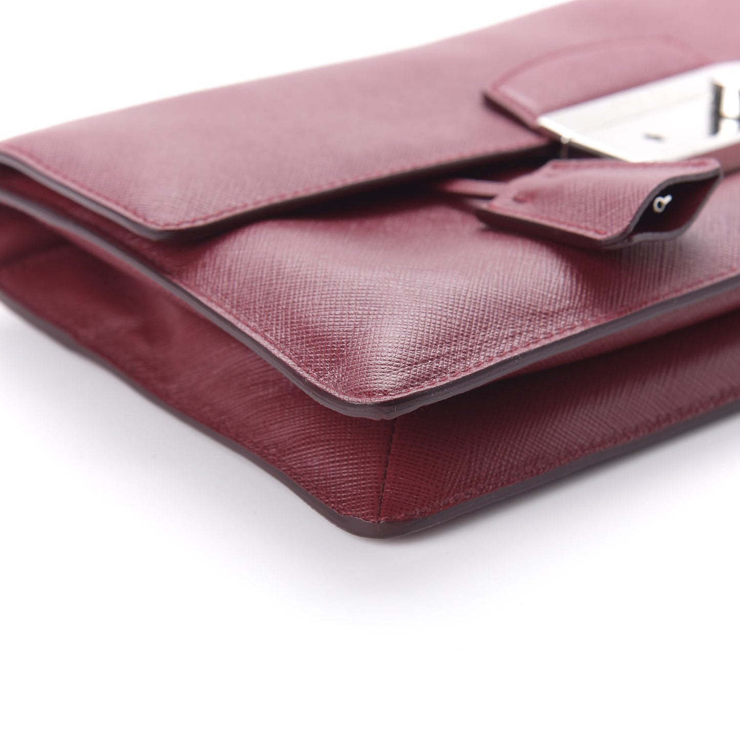 Saffiano Lux Sound Clutch Cherry