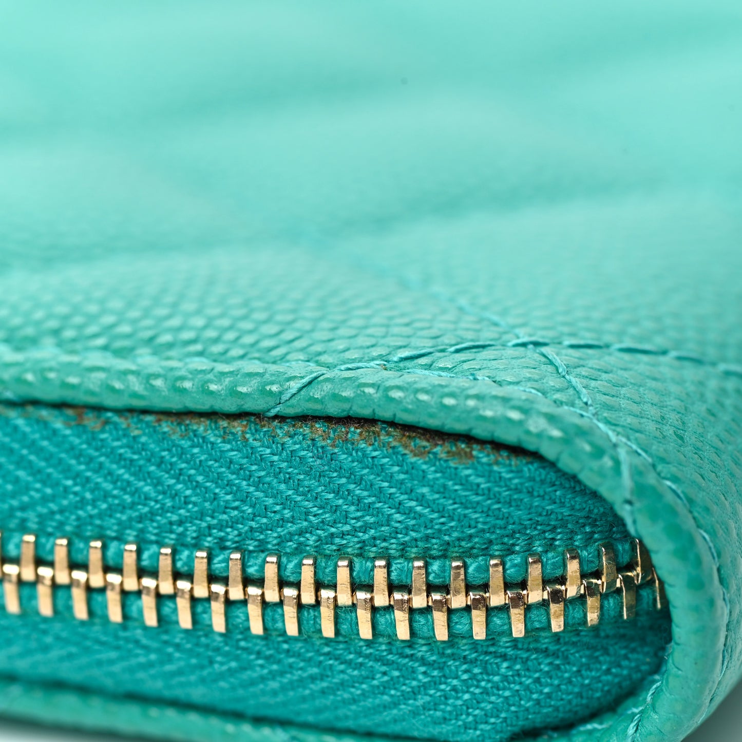 Caviar Quilted Zip Coin Purse Turquoise