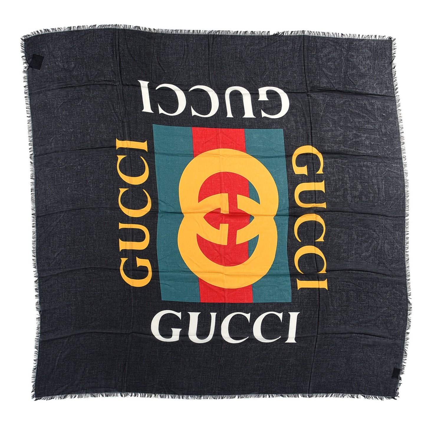 Modal Silk Logo Square Scarf Black