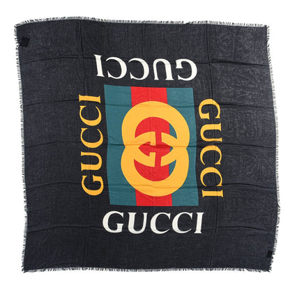 Gucci Modal Silk Logo Square Scarf Black 1 of 3