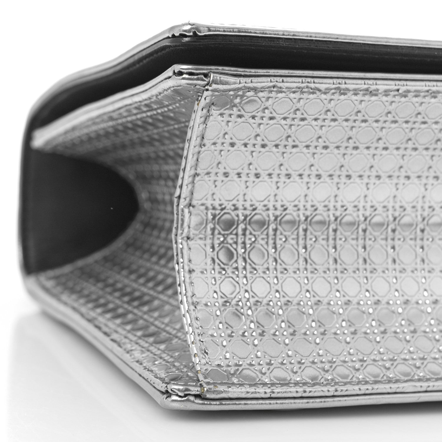 Christian Dior Metallic Patent Micro-Cannage Medium Diorama Flap Bag Silver 7 of 8