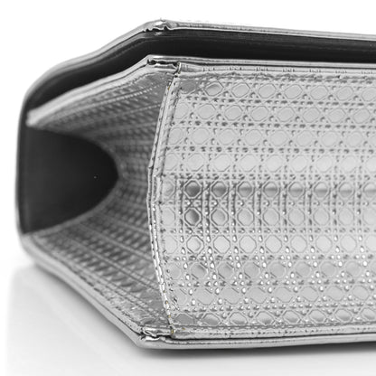 Christian Dior Metallic Patent Micro-Cannage Medium Diorama Flap Bag Silver 7 of 8