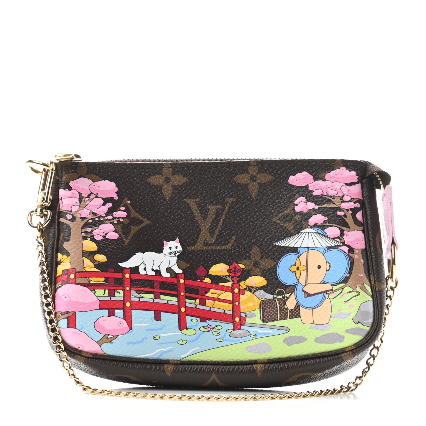 Monogram 2021 Christmas Animation Japanese Garden Mini Pochette Accessories Wisteria Pink